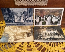 4 Authentic Antique Halloween & Easter B & W Real Photo Postcards, Early 1900s!