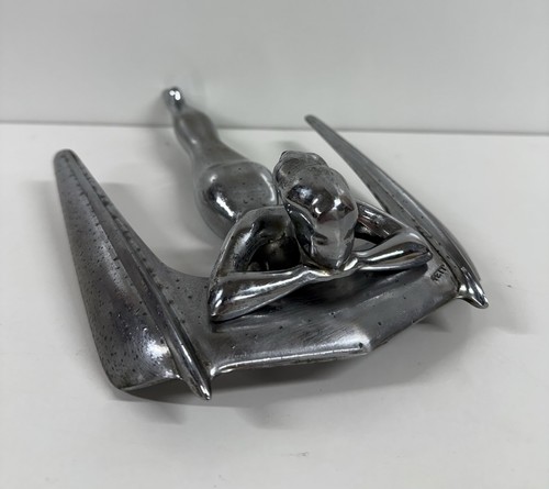 Vintage 1950's Nash Flying Lady Goddess Hood Ornament Chrome Nash George Petty
