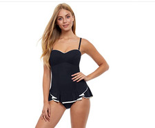 Profile by Gottex Belle Curve Bandeau Swimdress Black Size 16 8864