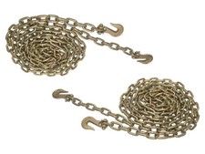 3/8" x 16' Grade 70 Chains w/ Grab Hooks – Set of 2 Heavy-Duty 6,600 lb Tie-Down