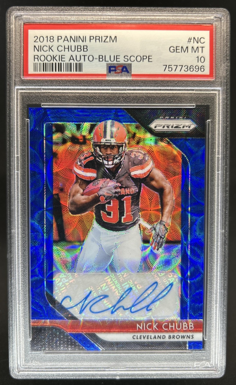 Nick Chubb Panini Origins Rookie Autographs #RANC Blue