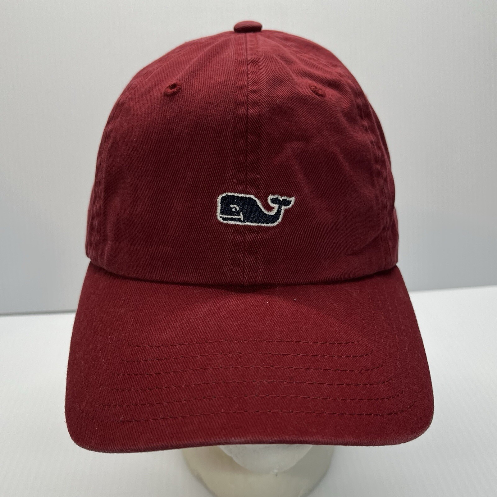 Vineyard Vines Hat Cap Leather Strap Back Adult Maroon Red Whale Gordon Food