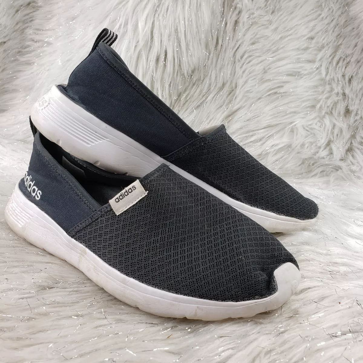 ADIDAS CLOUDFOAM Slip On Black White Lightweight Casual Comfort Shoe Womens eBay