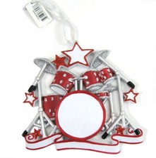 Drum Set Xmas Ornament Red Glitter Instrument Music Band Personalizable PolarX