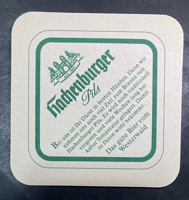 HACHENBURGER PILS 3.5 INCH SQUARE  BEER COASTER BEI UNS