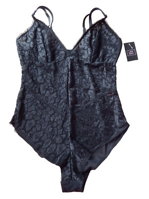 Black Lace Body Matalan Elegant Sheer Cami Playsuit Adjustable Straps M