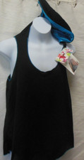 AMB sleeveless mesh hooded tank coverup black blue one size