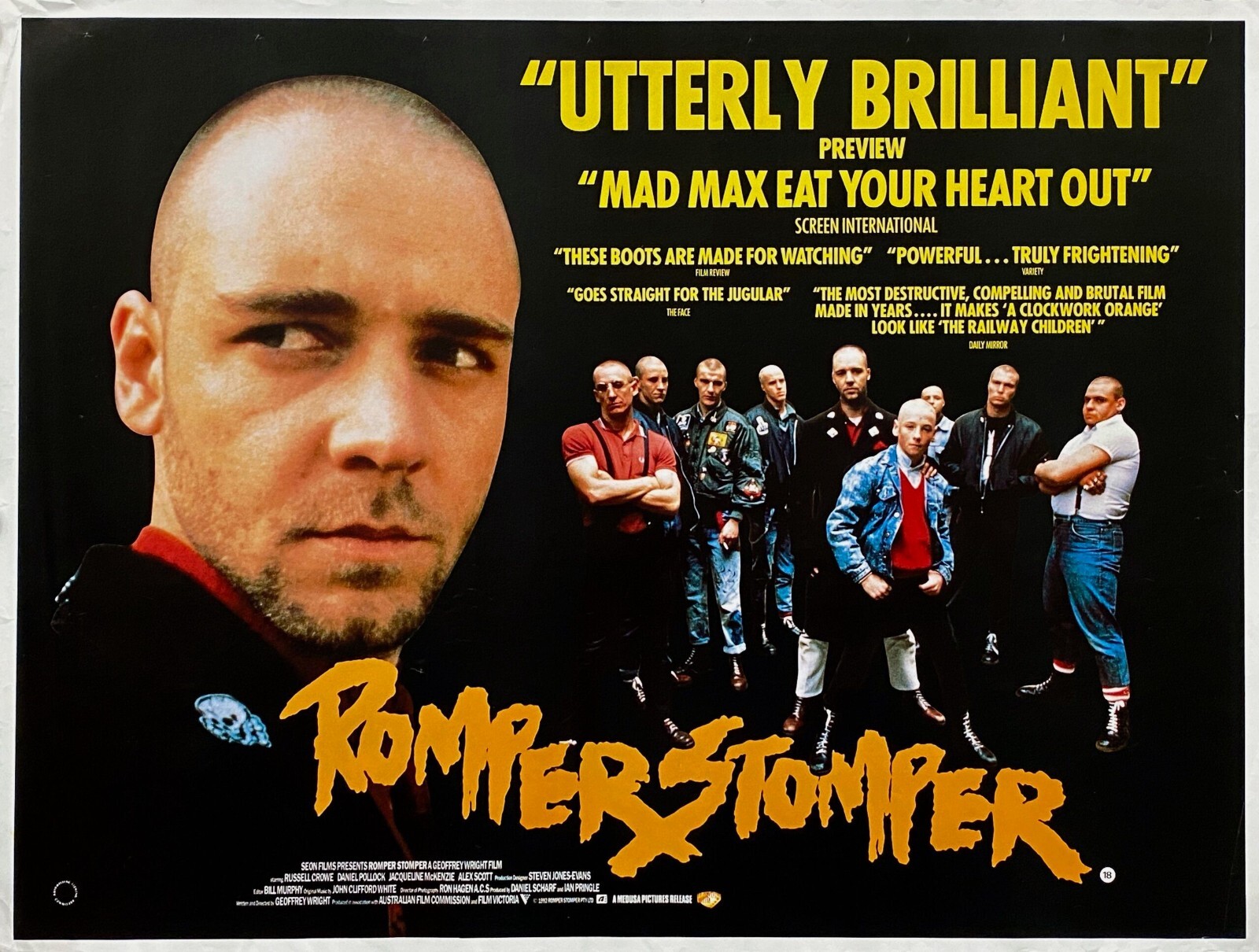 ROMPER STOMPER 1992 UK quad poster print 30x40