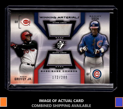 2002 SPx Ken Griffey Jr. Sammy Sosa Winning Materials Base Combos /200 1xb