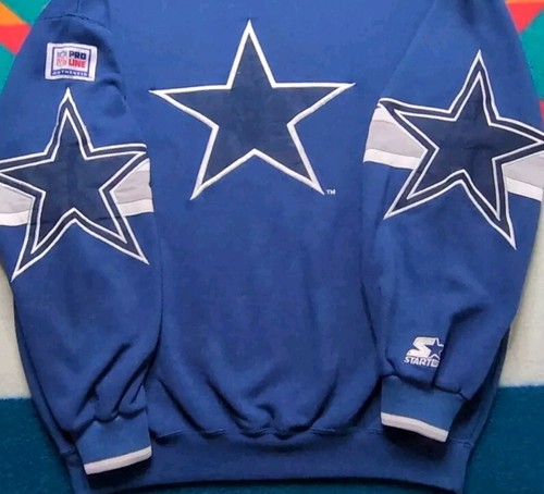 Vintage Dallas Cowboys Starter Pro Line Sweatshirt 3 Star Patch Crewneck Large - Picture 3 of 7