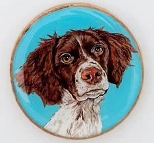 Brittany Spaniel Dog Original Art Brooch Pin