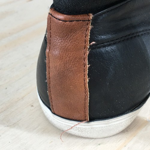 Aldo Shoes Mens 9 Casual Sneakers Black Leather Lace Up High Top Almond Toe - Picture 19 of 21