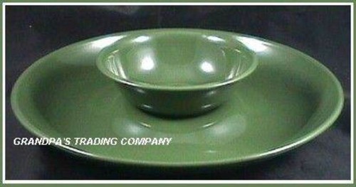 Moss Green Chip & Dip Serving 2 Pc Set Enamelware NEW Graniteware Snack Veggie - Picture 2 of 7