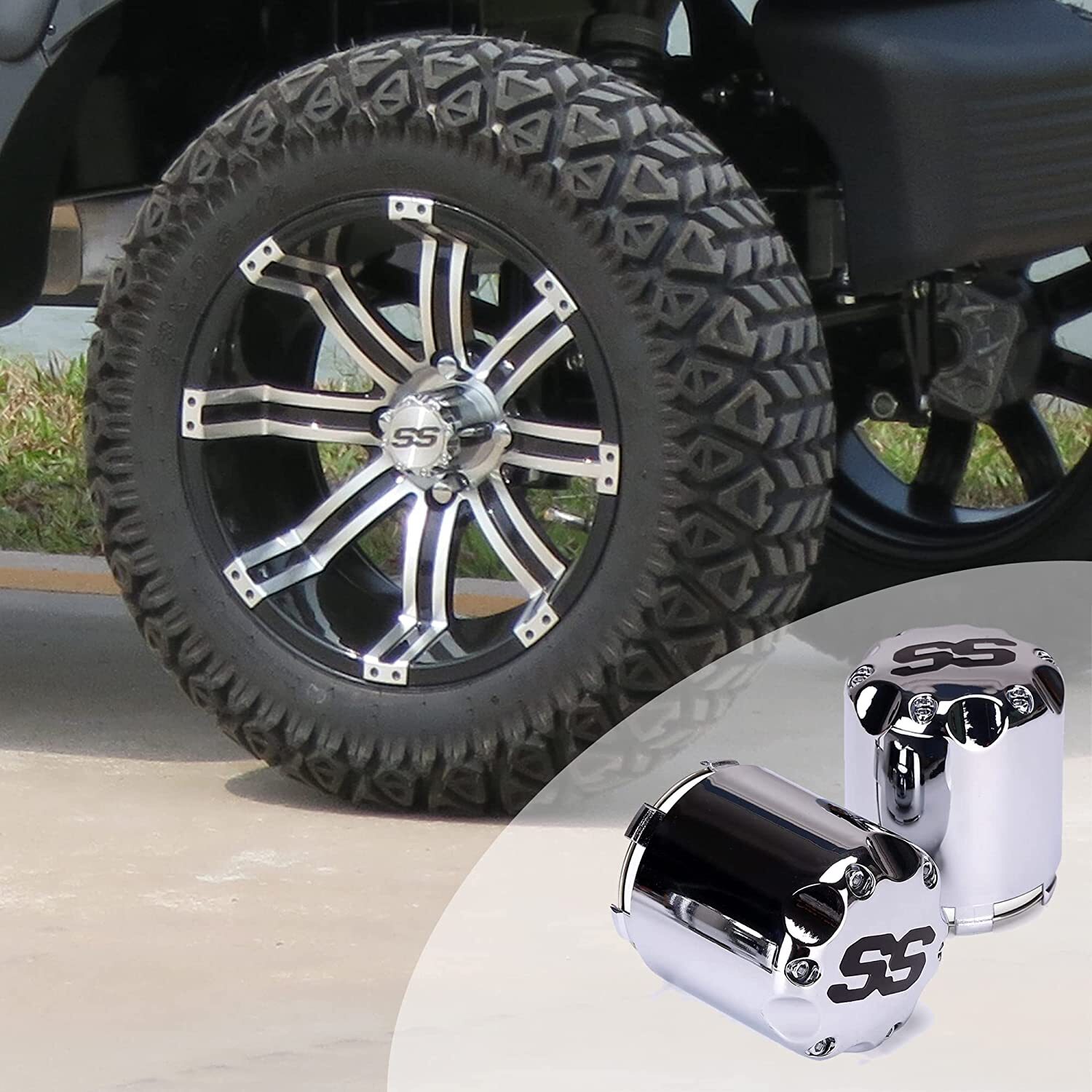 10L0L SS Golf Cart Wheel Center Hub Caps Cover for Yamaha EZGO Club Car