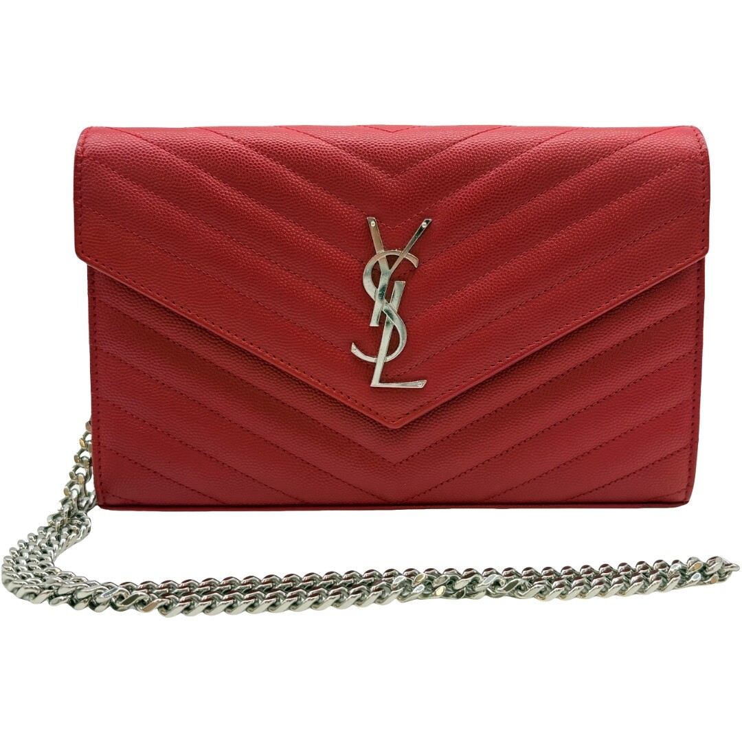 Autentica borsa a tracolla Yves Saint Laurent Cassandra catena pelle rossa #36636600