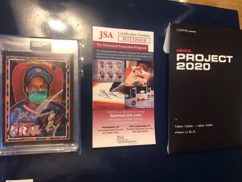Topps Project 2020 137 Dwight Doc Gooden Auto Signed 85 NL Cy JSA efdot