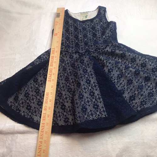 Lily Bleu Girls Dress Spring Summer 5 Navy Lace Sleeveless *Flaw* - Picture 9 of 9