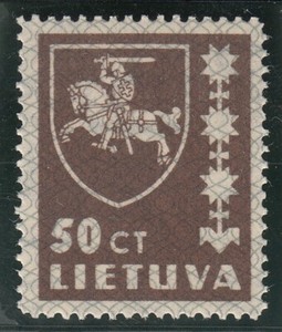 Lithuania 1937-39. Coat of Arms. Dark brown 50c. Sc# 304. MNH