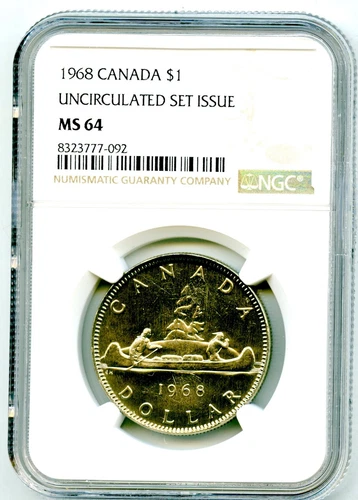 1968 $1 CANADA VOYAGEUR DOLLAR NGC MS 64 UNCIRCULATED SET ISSUE COIN