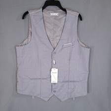 Wehilion Men's Formal Vest Button Front Sleeveless Gray Size L