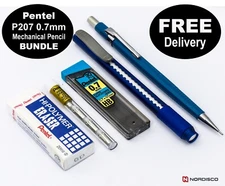 Pentel Sharp P207 0.7mm Mechanical Pencil 5-Piece Bundle with Lead & Erasers