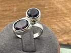 Vintage Sterling Silver 2 Stone Amethyst Native Designed Ring sz 7.5--1401.25