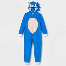 SONIC the Hedgehog Pajamas Hooded One Piece Union Suit M L Kids Boys Child