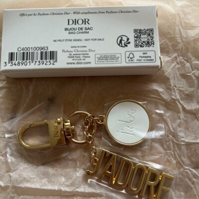 Christian Dior J'adore Key Ring Bag Charm Gold Logo w/Box 10cm