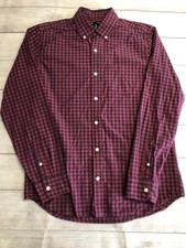 Gap Button Down Shirt Mens Medium Slim Fit Blue/Red Check Pocket Collared