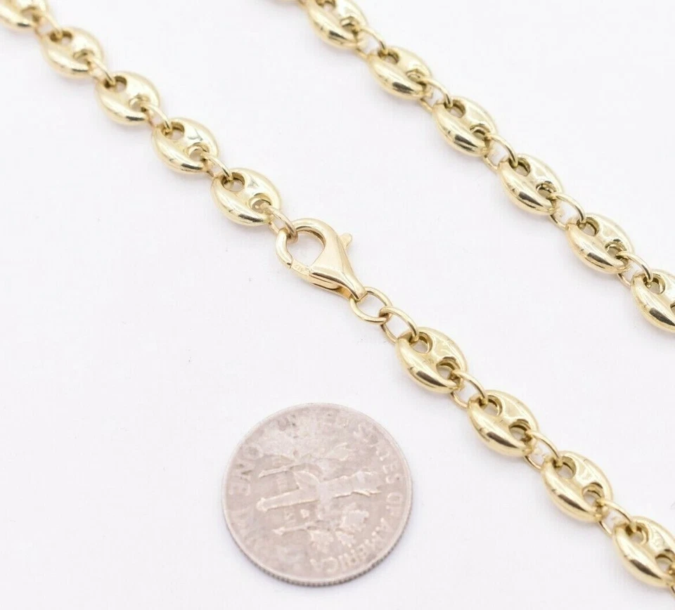 Collar de cadena de eslabones de anclaje Mariner inflados de 6 mm de oro amarillo real de 10 K Foto 4 de 4