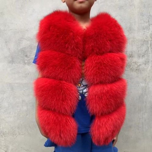 Warmth in Autumn and Winter Real Fox Fur Girl Fur Vest The Same Style Kid Jacket - Video 1 of 1