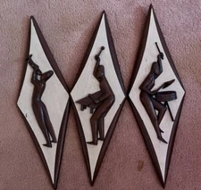 Burwood Products Jazz Trio Wall Hangings Mid Century Wall Plaques MCM
