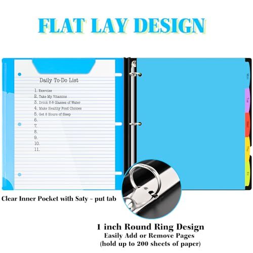 INFUN 1 Inch Telescoping 3 Ring Binder - 4PCS, Flexible Round Binder with - Picture 2 of 7