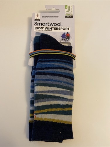 Smartwool Kids Full Cushion Stripe Crew Navy-Med NWT  - Picture 1 of 3