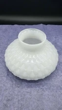 Vtg Milk Glass Style Quilted/Hobnail Pattern Student lamp Shade