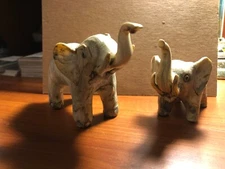 A Par of Charging Elephant Figurines, 6 1/4", TRUNK UP,