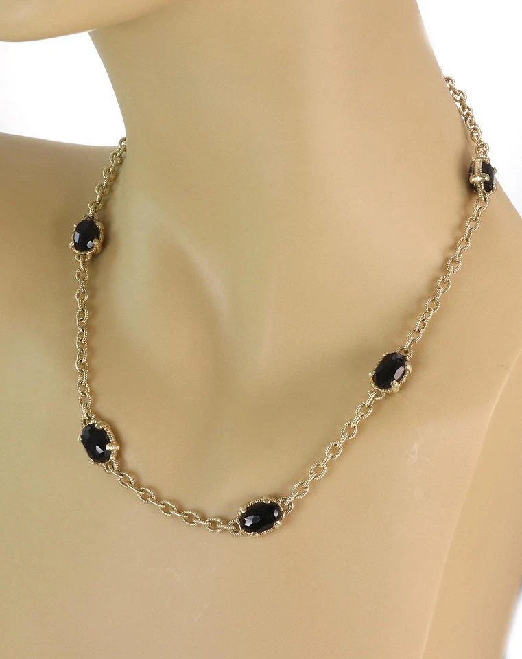 Collar Judith Ripka Ónix Oro Amarillo 14k Texturizado Eslabón Ovalado ¡LIQUIDACIÓN! Foto 2 de 4