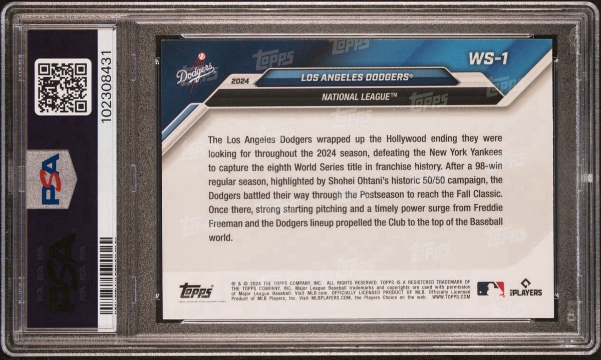 2024 TOPPS NOW DODGERS WORLD SERIES CHAMPIONS #WS-1 OHTANI PSA 9 