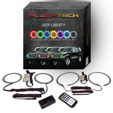 Rgb Multi Color Bluetooth Led Halo Kit For 2008-2013 Jeep Liberty Headlights