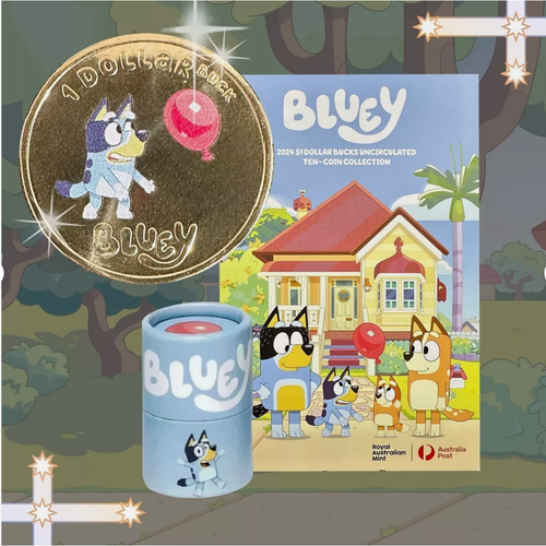 Rare Australia BLUEY DOLLARBUCKS COLOUR 2024 $1 x 10 Coin Set◉King Charles◉Color - Picture 1 of 6