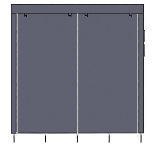 Stoffschrank Kleiderschrank mit Kleiderstange 12 Fächern 4 Seitentaschen Grau - Bild 17 von 22
