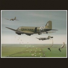 C-47 Dakota Paratroop Drop Operation Market Garden Aircraft Art Postcard