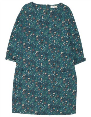 Seasalt Damen 3/4 Ärmel Etuikleid UK 16 Large blau Blumenmuster Baumwolle AW24