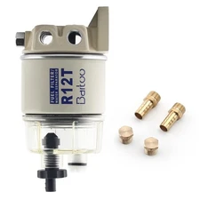 BARTOO R12T Fuel Water Separator Marine,10 Micron Fuel Filter Marine Parts Re...