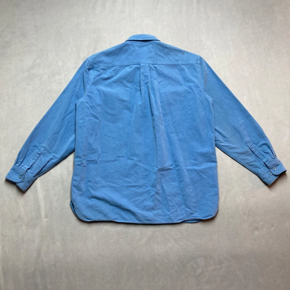 LL Bean Chamois Shirt Mens L Blue Flannel Button Up 100% Cotton Heavyweight - Image 2 of 4