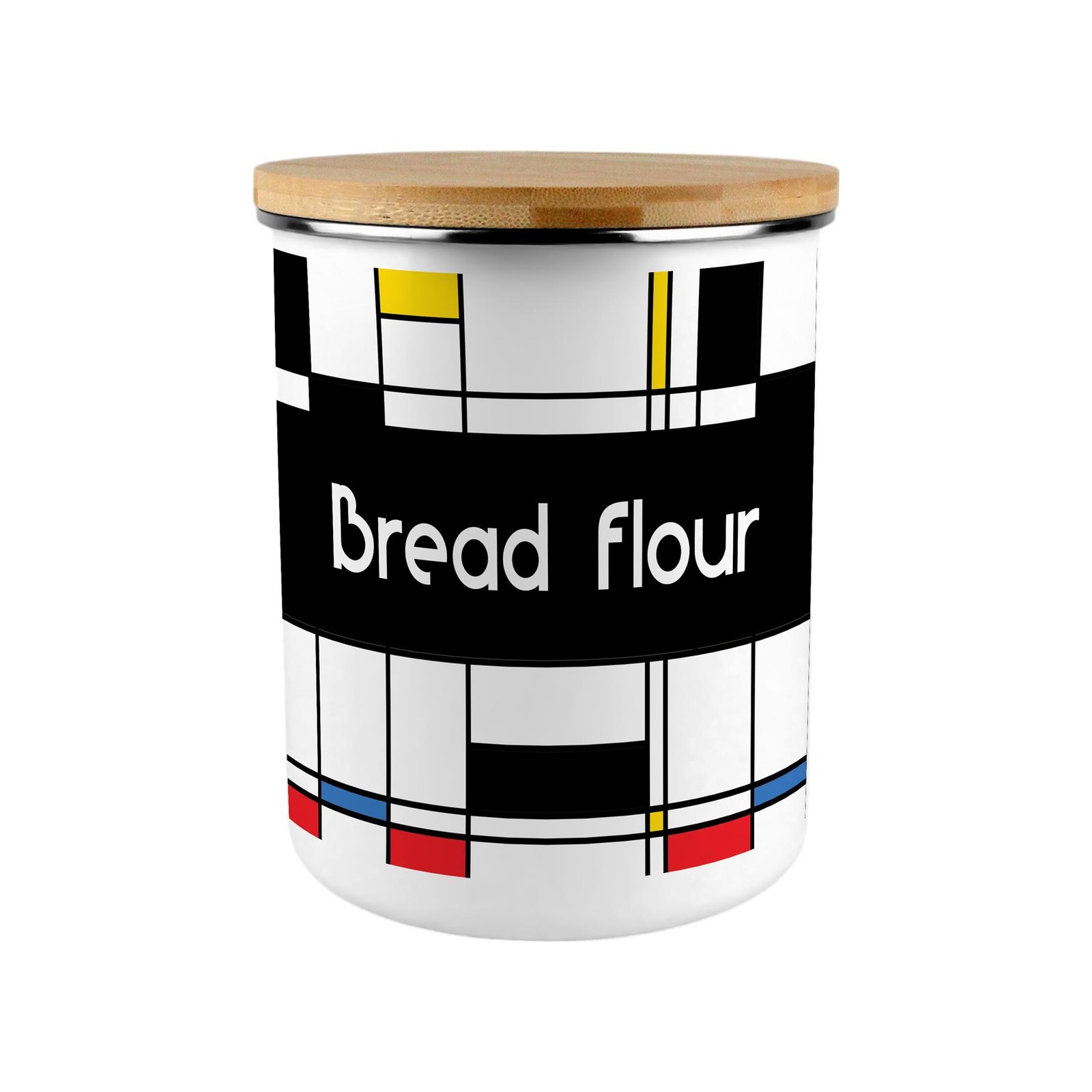 Retro Bread Flour Canister - Art Deco 2.7L X-Large Enamel Kitchen Storage Tin