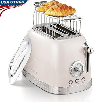 2 Slice Retro Toaster Wide Slots Bagels Thick Bread BPA Free Dust Cover New