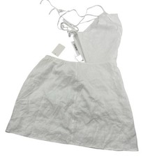 Reformation Women Dress Mini Cut Out White Linen Size 8