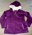 Lands End girls fleece lined Fall Jacket size small 7/8 purple hood thick warm!