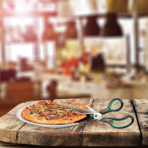 Pizzaschere Pizzaschneider Küchenschere Pizzaheber Pizzateiler rostfrei schwarz - Bild 2 von 7